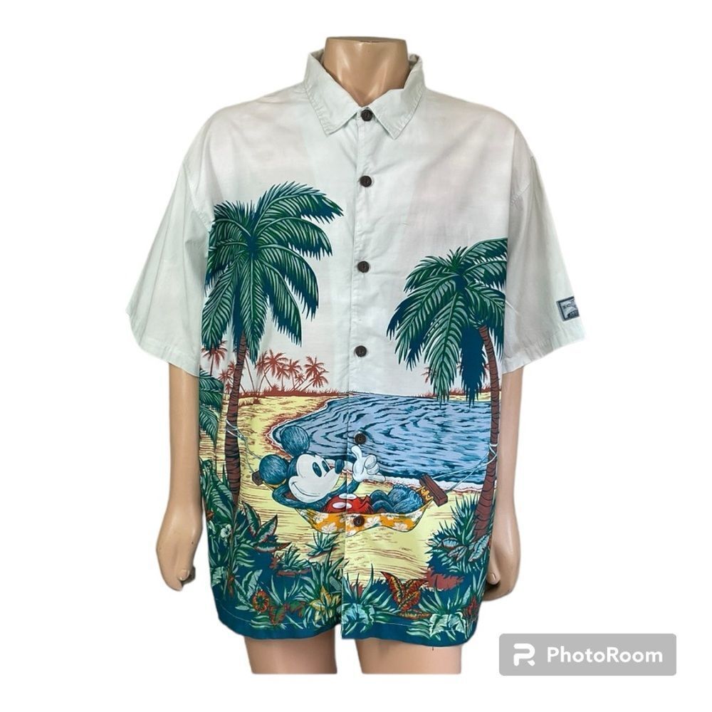 Walt Disney World Vintage 70’s Hang Loose Mickey Mouse Hawaiian Button Shirt XXL